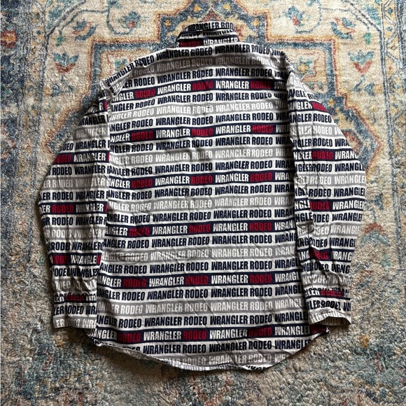 Vintage Wrangler Rodeo All Over Print Pearl Snap Shirt Medium - Picture 2 of 5